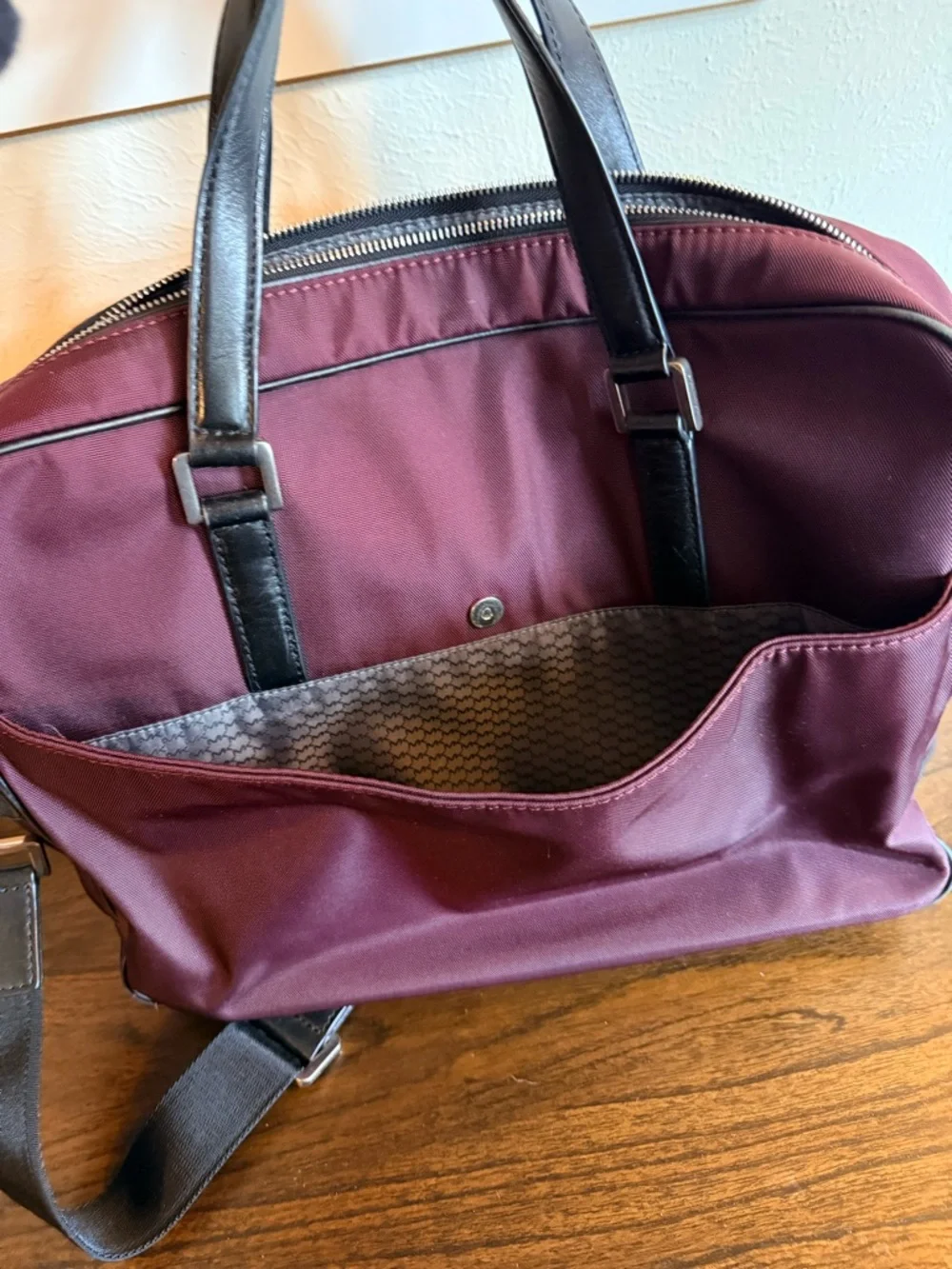 Michael Kors Men's Burgundy Nylon Briefcase with Black Leather Trim